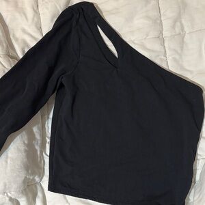 Abercrombie & Fitch Black Asymmetrical Long Sleeve Top